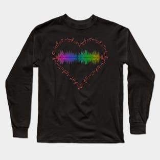 Heart shape musical notes with sound wave inside Long Sleeve T-Shirt